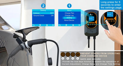 feyree EV Charger Type2 32A 7.6kW EVSE Wallbox 2.8inch Screen Current Adjustable Wallmounted Charging Station for Electric Car