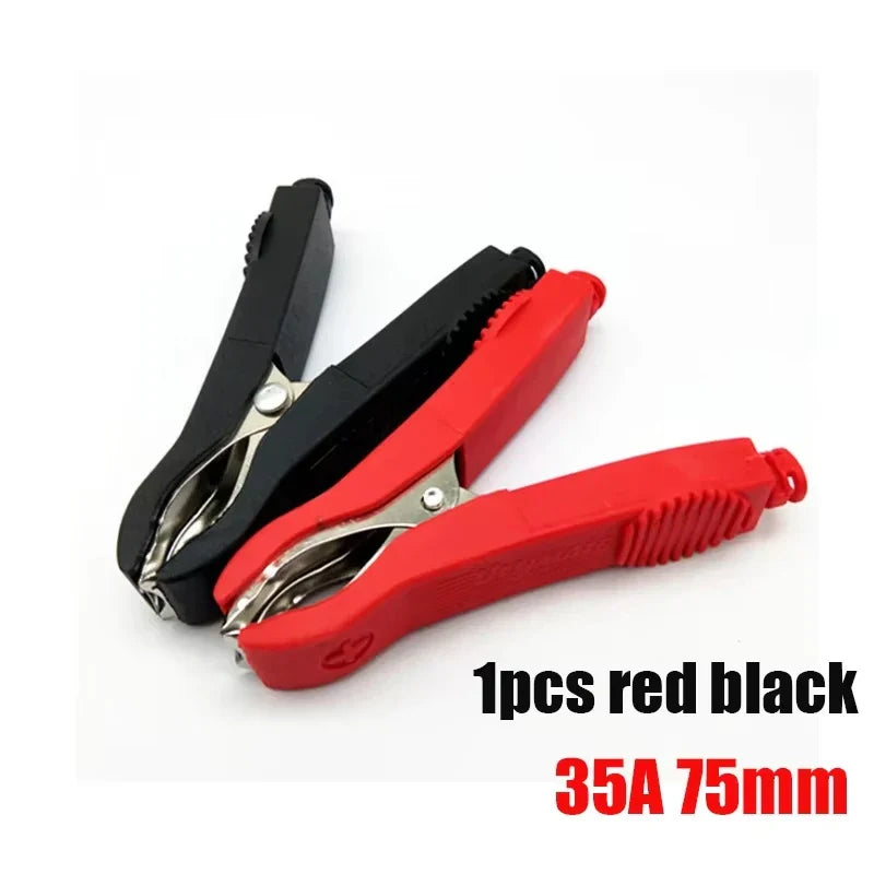 1 Pair 35A 75mm Red Black Crocodile Alligator Clips PVC Insulated by 54Grid - Renewable Energy Store