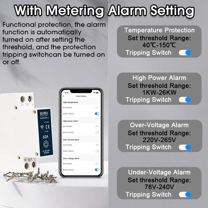 Tuya MCB WiFi Smart Circuit Breaker 1P+N 6-63A Time Relay Energy kWh Voltage Current Meter Protector Voice Remote Control Switch