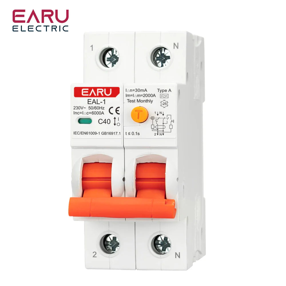 2P 30mA Type AC A B RCBO RCCB MCB Electronic Residual Current Circuit Breaker Over Short Current Leakage Protection EV Charger