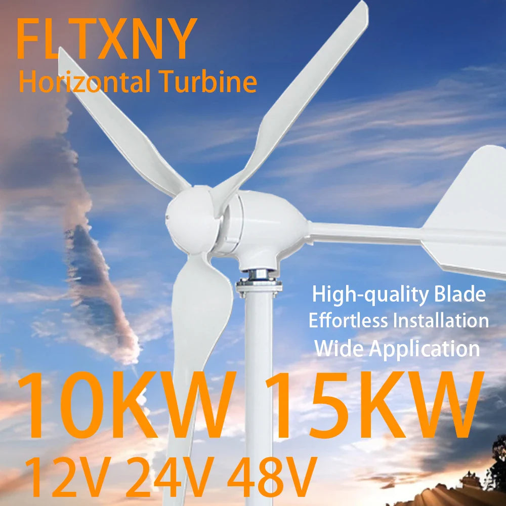 Free Energy 10000W 12V 24V 48V Volt Horizontal Wind Turbines Wind Generator Power Windmill With MPPT Controller by 54Grid - Renewable Energy Store