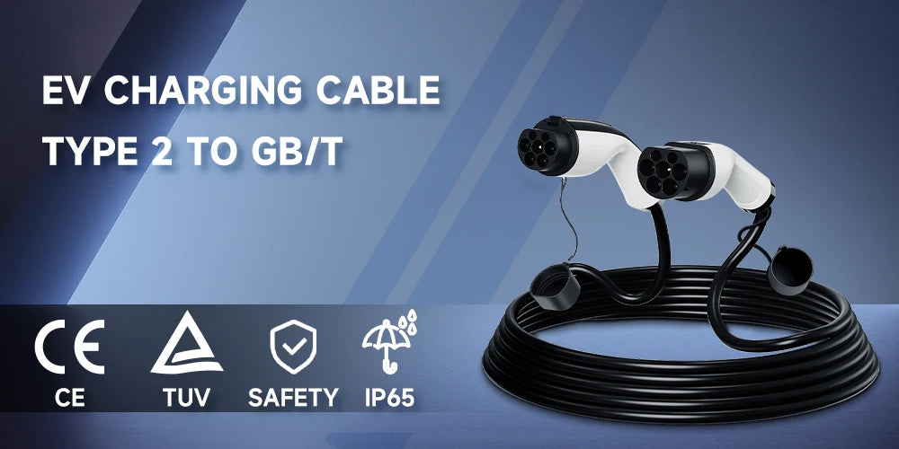 AFYEEV 22KW EV Charging Cable GB/T Female Car side to type2 IEC 62196 Male Plug EVSE Charging Station Type2 to GB/T 16A 3 Phase