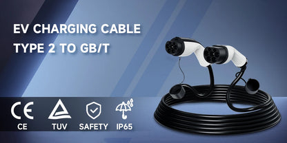 AFYEEV 22KW EV Charging Cable GB/T Female Car side to type2 IEC 62196 Male Plug EVSE Charging Station Type2 to GB/T 16A 3 Phase