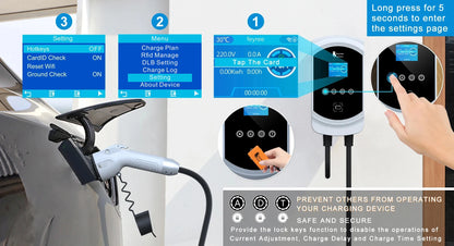 feyree DLB Function EV Charger Type1 EVSE Wallbox 32A 7.6kW 40A 9.6kW 50A 12kW 1P j1772 Socket APP Control for Electric Vehicle