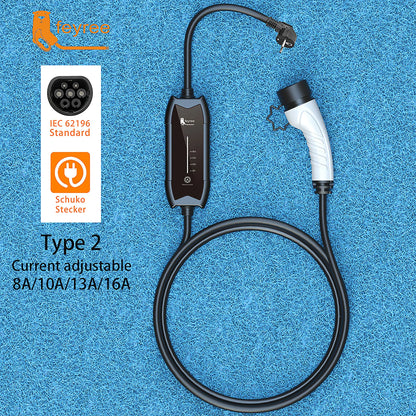 feyree EV Portable Charger Type2 / GB/T Plug 16A Single Phase 3.5KW Type1 3.5m Wallbox Charging Station for Electric Vehicle