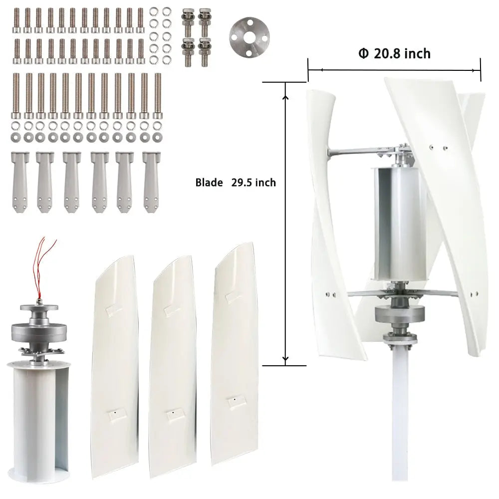 New Energy Windmill 2000W 12v 24v 48v Vertical Wind Turbine Generator High Efficiency Low RPM with MPPT Controller Inverter - 54Grid - Renewable Energy Store