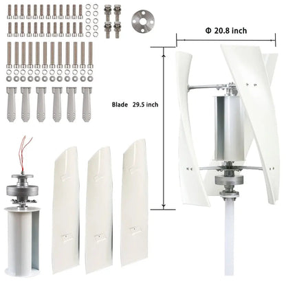 New Energy Windmill 2000W 12v 24v 48v Vertical Wind Turbine Generator High Efficiency Low RPM with MPPT Controller Inverter - 54Grid - Renewable Energy Store