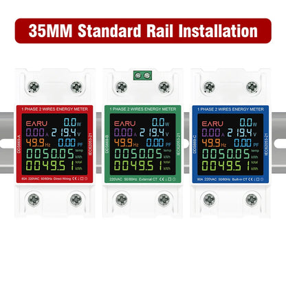 Din Rail AC Monitor 110V 220V Voltage Current Power Factor Active kWh Reset Zero Electric Energy Frequency Meter Voltmeter AMP