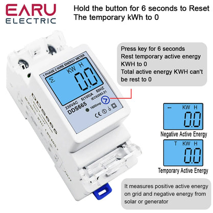 Multifunction 230V 100A Bi-Directional Energy Meter Reset Zero Kwh Solar PV Power Voltage Current Frequency RS485 Communication by 54Grid - Renewable Energy Store