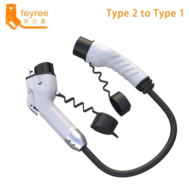 feyree Type 2 to J1772 Type 1 Charging Cable Adapter for EV Charging Station Electric Car EVSE Charger Plug 16A 3.5KW 32A 7KW by 54Grid - Renewable Energy Store