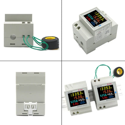 6IN1 Display Smart Meter Din Rail AC Monitor Voltage Current Power Factor Active KWH Electric Energy Frequency Meter D52-2066 by 54Grid - Renewable Energy Store