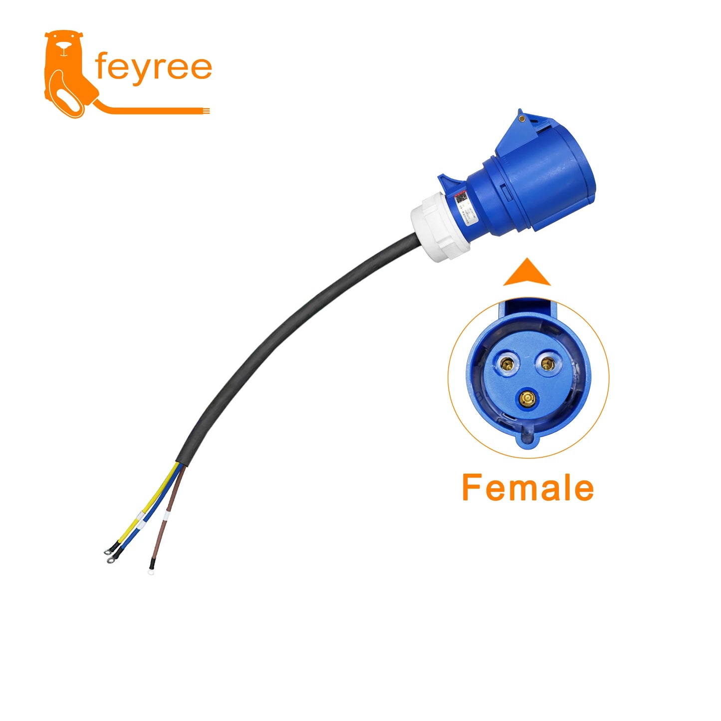 feyree EV Charger CEE Female Plug 3 Pins Adapter Waterproof Connection WallMount Socket 32A 1Phase 7KW Portable Charger