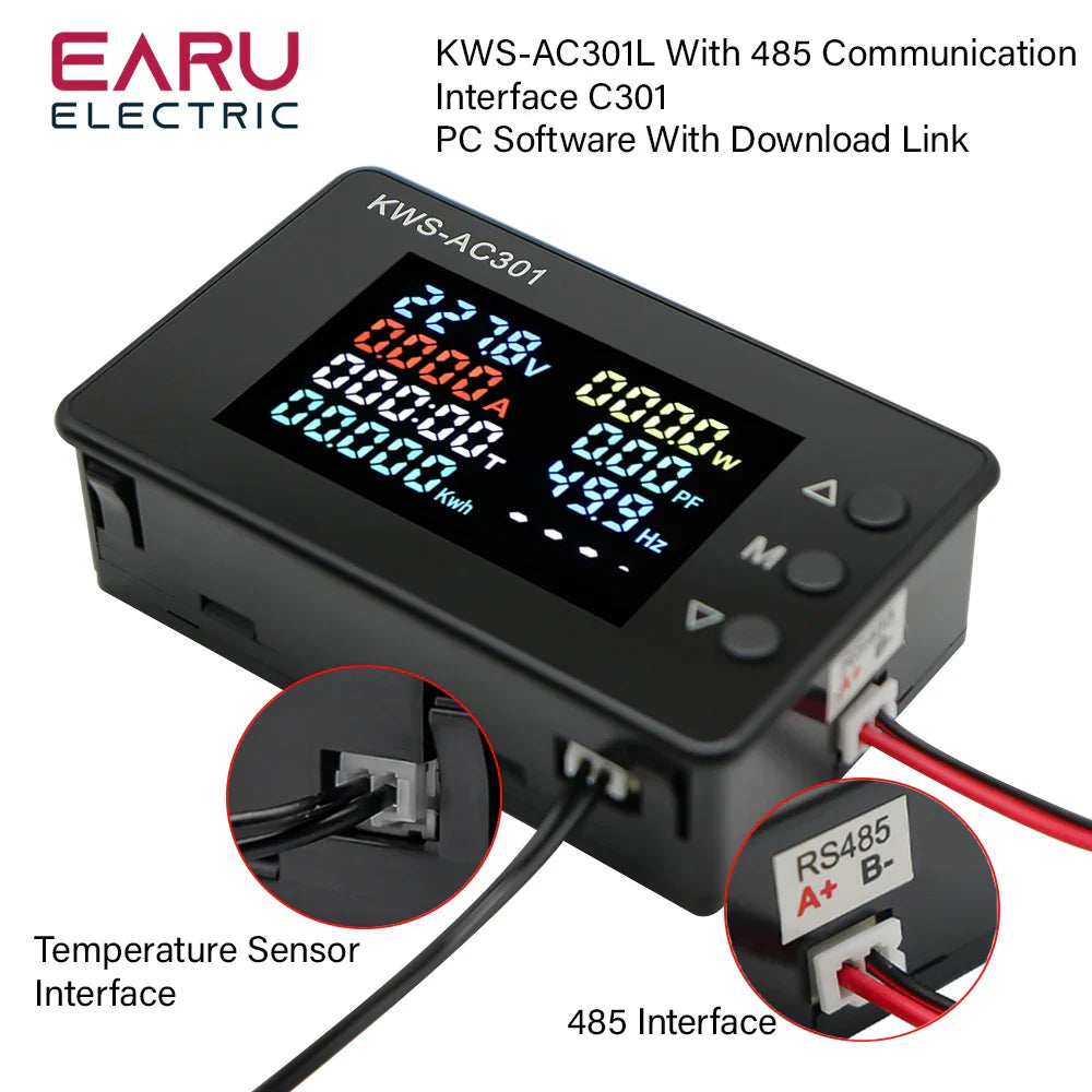 KWS-AC301 AC300 Voltmeter Ammeter AC 50-300V Power Energy Meter Digital AC Wattmeter Electricity Meter 0-20/100A Power Detecor by 54Grid - Renewable Energy Store