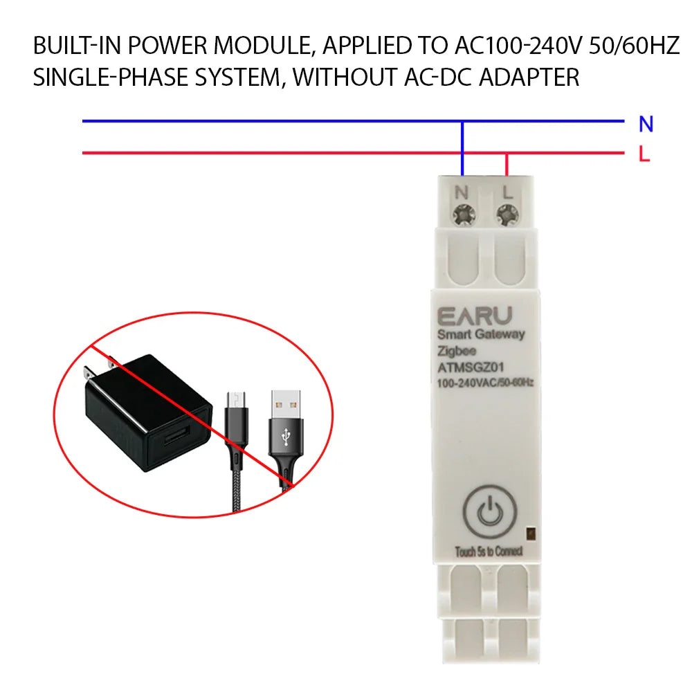 Tuya Wireless Zigbee Bridge Smart Home AC100~240V 50/60Hz Din-Rail Zigbee Gateway Hub Remote Control for Alexa Google Home by 54Grid - Renewable Energy Store