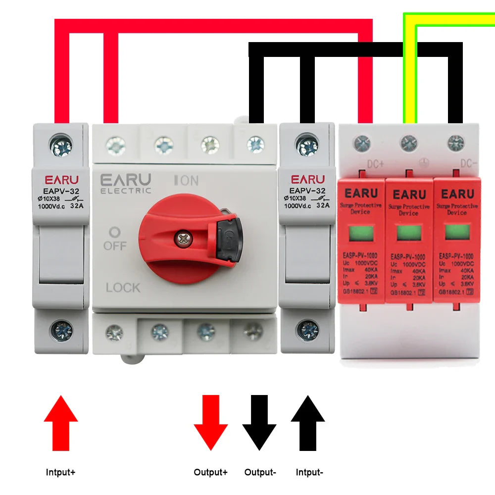 Din Rail Solar PV DC 4P 32A 1000V Rotating Handle Isolator Rotary Switch Disconnector For Solar distribution box by 54Grid - Renewable Energy Store