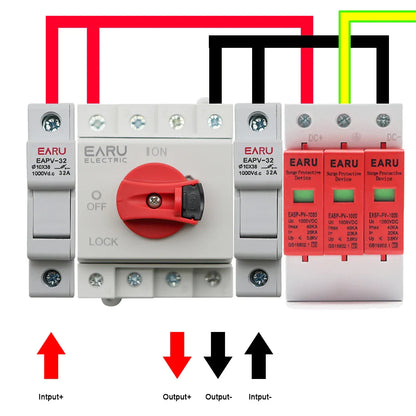 Din Rail Solar PV DC 4P 32A 1000V Rotating Handle Isolator Rotary Switch Disconnector For Solar distribution box by 54Grid - Renewable Energy Store