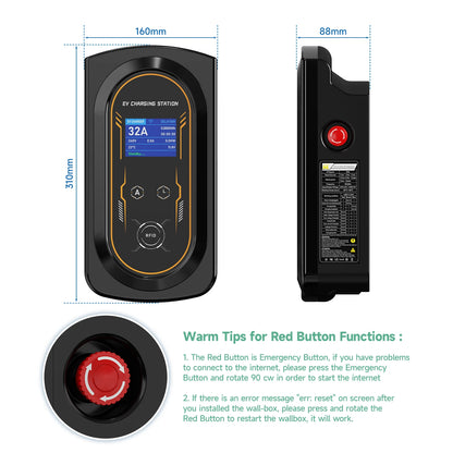 AFYEEV EV Charger 32A 7.6KW Electric Vehicle Car Charger EVSE Wallbox 11KW 22KW 3Phase Type2 Cable IEC62196-2 Socket APP Control