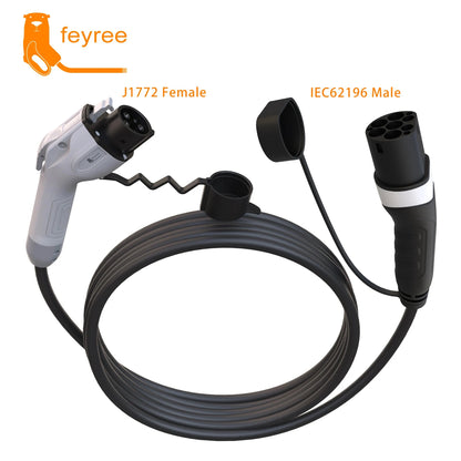 feyree EV Charging Cable 7KW 32A 1Phase Type1 Car Charging Socket to Type2 Power Supply Side 16A 3.5KW 5m Cable for Electric Car