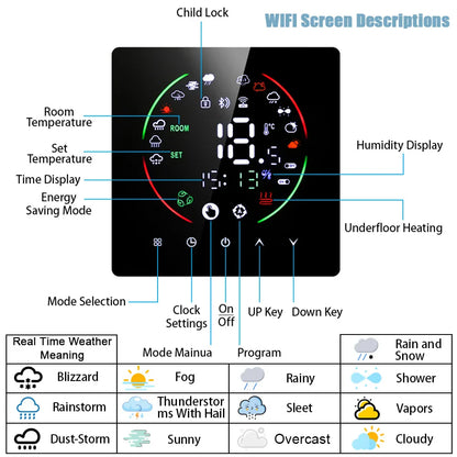 Tuya WiFi Smart Thermostat Electric Floor Heating TRV Water Gas Boiler Temperature Voice Remote Controller for Google Home Alexa by 54Grid - Renewable Energy Store
