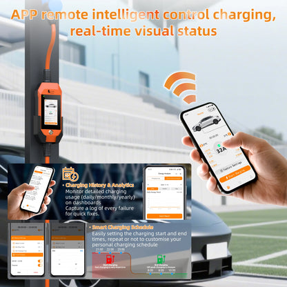 feyree 4.3Inch Touch Screen EV Charger 7kW 32A 1Phase TS-NACS Socket Smart WIFI APP Control EVSE Portable Box for Tesla EV Cars