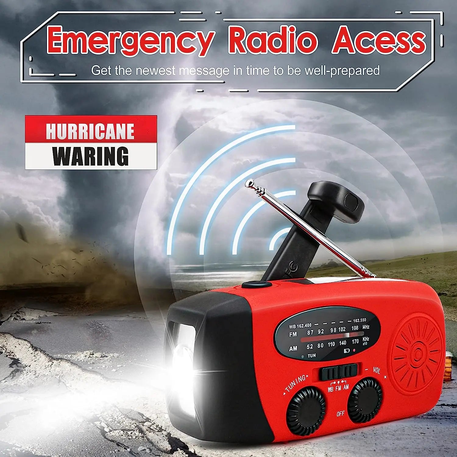 Solar Hand Crank Powered Camping Light With Radio Outdoor 2000mAh USB Charging - 54Grid - Renewable Energy Store