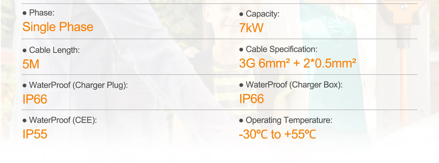 feyree 4.3 inch Touch Screen Type2 7kW 32A Adjustable Portable EV Charger with Adapter Smart APP Wi-Fi Control for Electric Cars