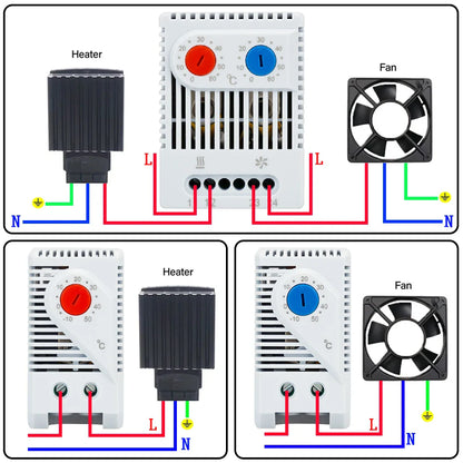 DIN Rail Cabinet Temperature Controller Industrial Thermostat KTO011 KTS011 0 to 60 Degree Centigrade Mechanical Thermoregulator