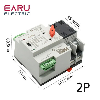 2/3/4P 100A 110V/220V Mini ATS Automatic Transfer Switch Electrical Selector Switches Dual Power Switch PV Solar Energy Din Rail by 54Grid - Renewable Energy Store