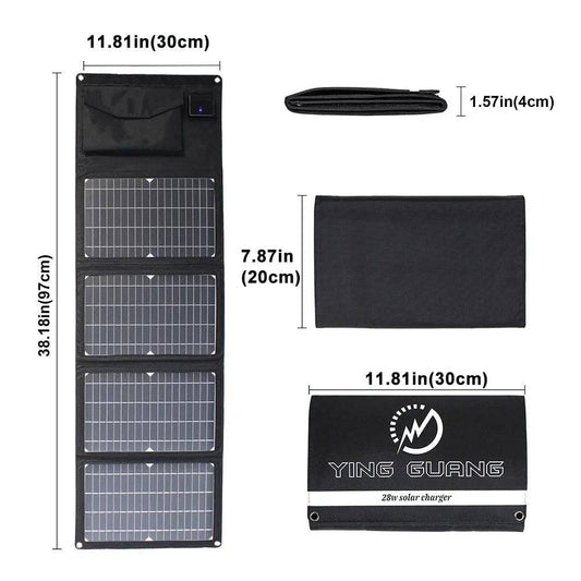 Solar Panel 28W Solar Charger 5V 18V Foldable USB DC  Portable Rechargeable Battery Chargers Phone/Hiking/Camping/Outdoors - 54Grid - Renewable Energy Store