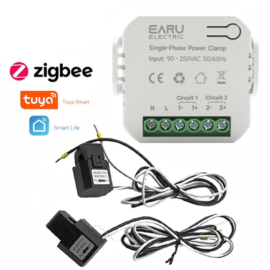 Tuya Smart WiFi Zigbee Two-way Bilateral Energy Meter 80-300A AC110V 220V Clamp CT KWh Power Electricity Consumption Monitor by 54Grid - Renewable Energy Store
