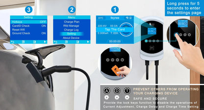 feyree EV Charging Station 32A 7.6KW Electric Vehicle Car Charger EVSE Wallbox 9.6KW 12KW 5m Cable TS-NACS Socket APP Control