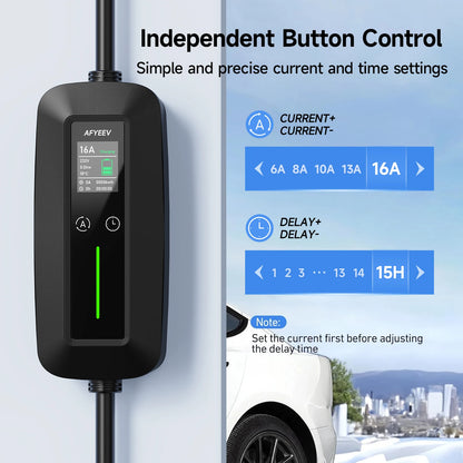 AFYEEV 16A Portable Type2 IEC62196-2 EV Charger 3600W Type1 SAE J1772 Electric Car Charger GB/T EVSE Charging Cable Wallbox