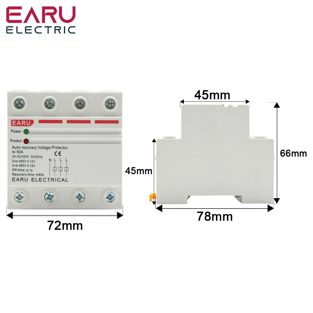 40A 63A 230V Din Rail Automatic Recovery Reconnect Over Voltage Under Voltage Protective Device Protection Relay by 54Grid - Renewable Energy Store