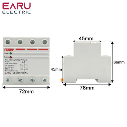40A 63A 230V Din Rail Automatic Recovery Reconnect Over Voltage Under Voltage Protective Device Protection Relay by 54Grid - Renewable Energy Store