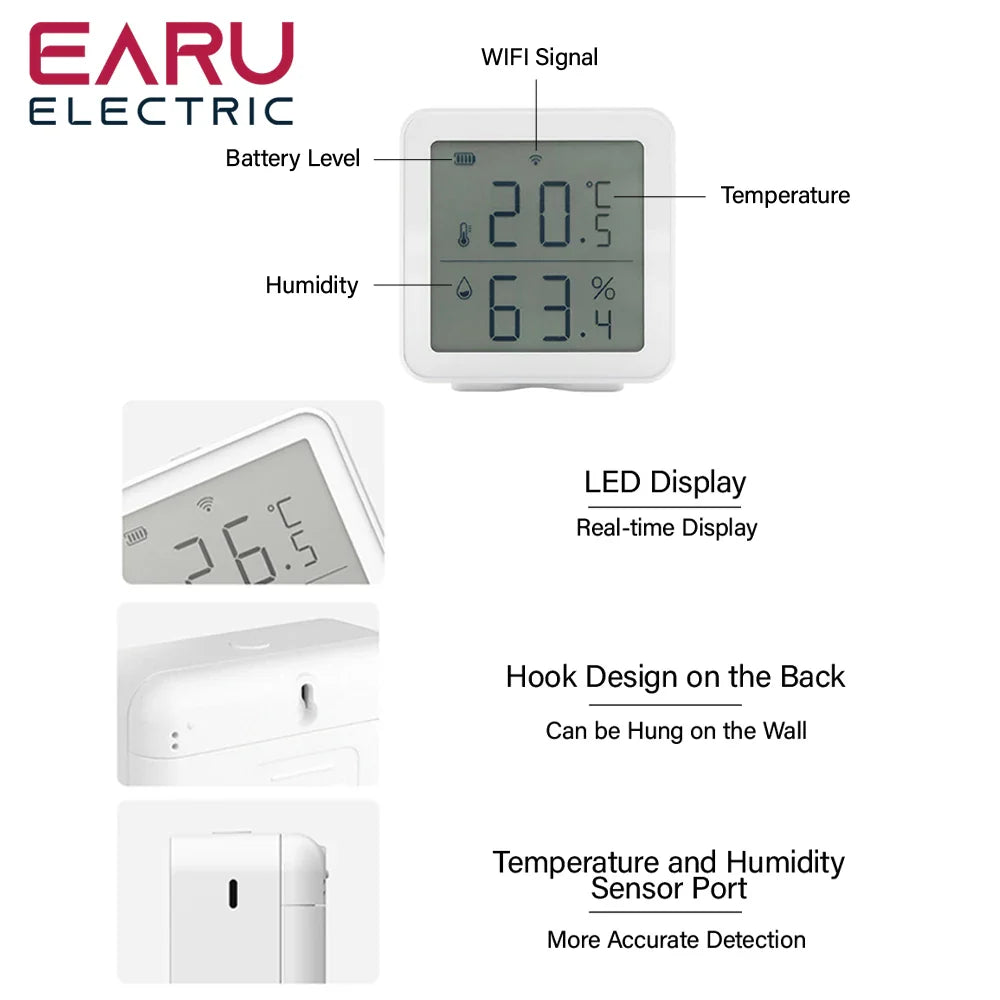 Tuya Smart Life WIFI Temperature Humidity Sensor Indoor Hygrometer Thermometer Detector Remote Control Support Alexa Google Home by 54Grid - Renewable Energy Store