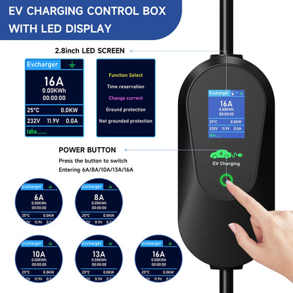 AFYEEV 3600W Portable Type2 IEC62196-2 EV Charger Type1 SAE J1772 Electric Car Charger GBT EVSE Charging Cable WiFi Bluetooth