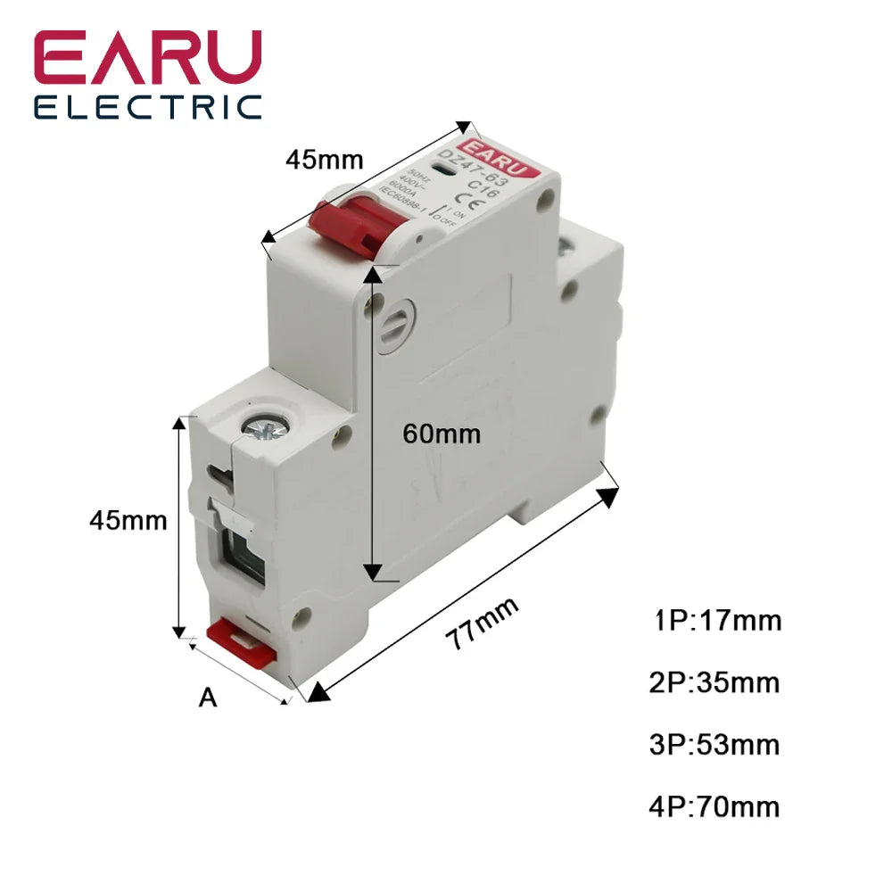 Mini Circuit Breaker MCB Short Overload Circuit Protector 35mm Din Rail Mount Breaking Capacity 6KA by 54Grid - Renewable Energy Store