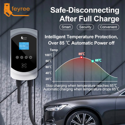 feyree EV Charger 32A 22KW 3Phase 11KW 16A Electric Car Charger EVSE Wallbox 7.6KW 32A Type2 Cable IEC62196-2 Socket APP Control