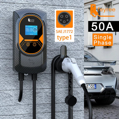feyree EVSE Wallbox 50A 12KW 1Phase EV Charger Type1 Cable J1772 Socket Wallmounted Charging Station for Electric Vehicle Car by 54Grid - Renewable Energy Store
