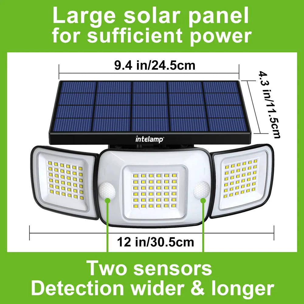 Solar Lights Outdoor with 3 Modes Motion Sensor Super Bright Wall Lamp IP65 Waterproof - 54Grid - Renewable Energy Store