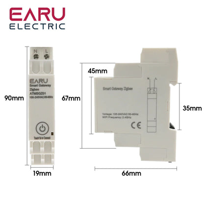 Tuya Wireless Zigbee Bridge Smart Home AC100~240V 50/60Hz Din-Rail Zigbee Gateway Hub Remote Control for Alexa Google Home by 54Grid - Renewable Energy Store