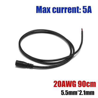 20AWG 90cm Black DC Pigtail Cable 12V 5A Female Barrel Jack by 54Grid - Renewable Energy Store