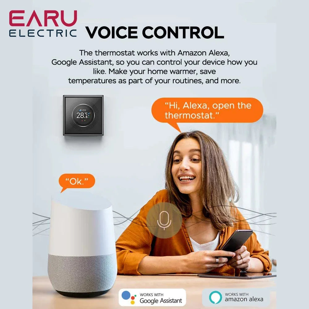 EARU Tuya Wifi Smart Knob Temperature Controller Digital Display Electric Floor Heating Water Gas Boiler for Alexa Google Home by 54Grid - Renewable Energy Store