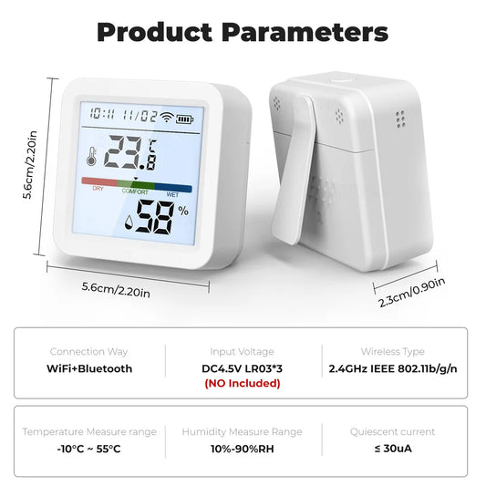 Tuya New WiFi Temperature Humidity Sensor Smart Life Backlight Hygrometer Thermometer Sensor Support Alexa Google Home Assistant by 54Grid - Renewable Energy Store