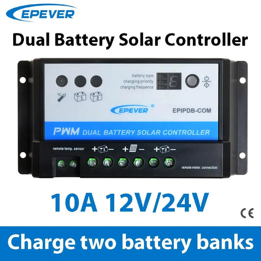 10A 12V/24V Work EPEVER Dual Battery Charger Solar Controller EPIP-COM PWM With MT-1 Optional EPsolar - 54Grid - Renewable Energy Store
