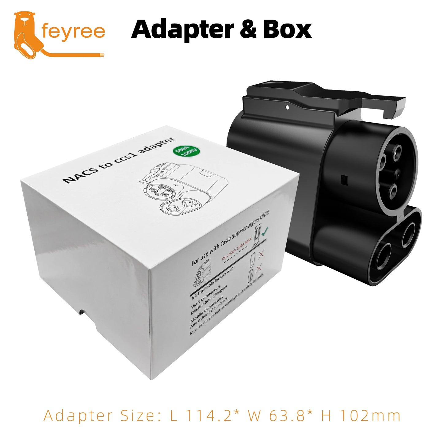 feyree TS-NACS to CCS1 Adapter For Ford Rivian GM Car NACS to CCS1 Adapter Compatible with DC NACS Supercharger DC V1/V2/V3/V4