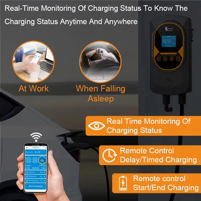 feyree EV Charging Station for TS-NACS Socket EVSE Wallbox 32A 7.6KW 40A 9.6KW 50A 12KW Fast Charging APP Control for Tesla Car