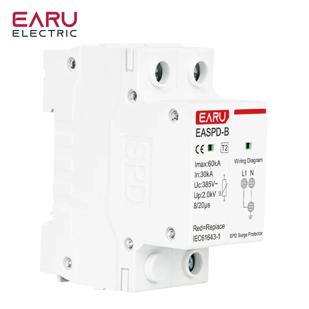 SPD AC 385V 1P 2P 3P 4P 20KA 30KA 40KA 60KA House Lightning Surge Protector Protective Solar PV Low-Voltage Arrester Device