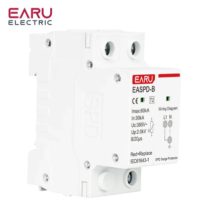 SPD AC 385V 1P 2P 3P 4P 20KA 30KA 40KA 60KA House Lightning Surge Protector Protective Solar PV Low-Voltage Arrester Device