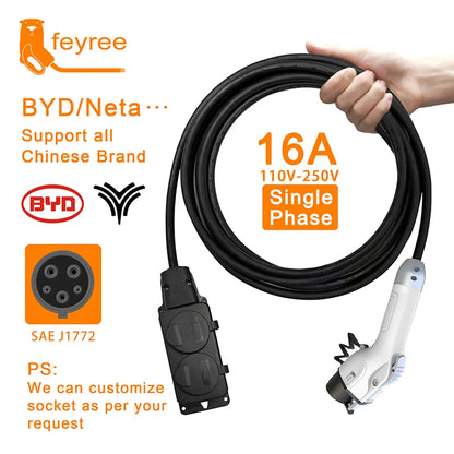 feyree Type1 16A Charger Cable with EU Socket Outdoor Power Station Electric Car Side Discharge Plug EV ( need car supports V2L)
